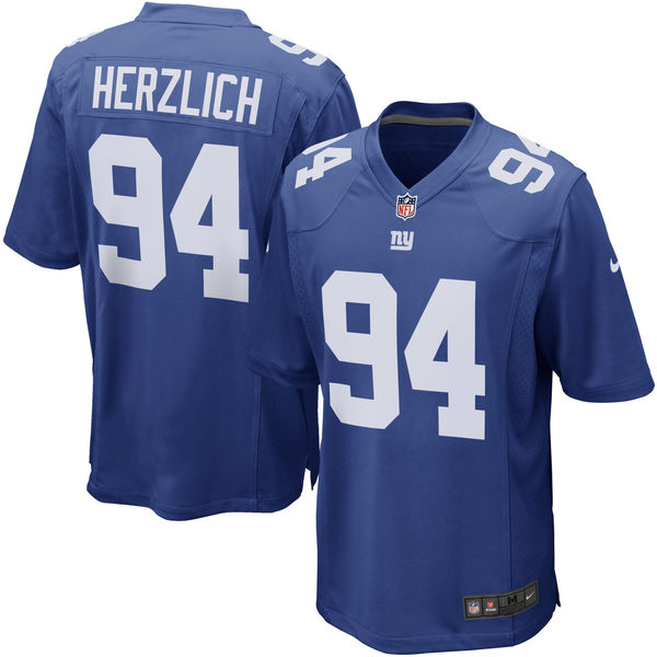 Men's New York Giants Retired Player #94 Mark Herzlich Royal Blue Team Color NFL Nike Elite Jersey