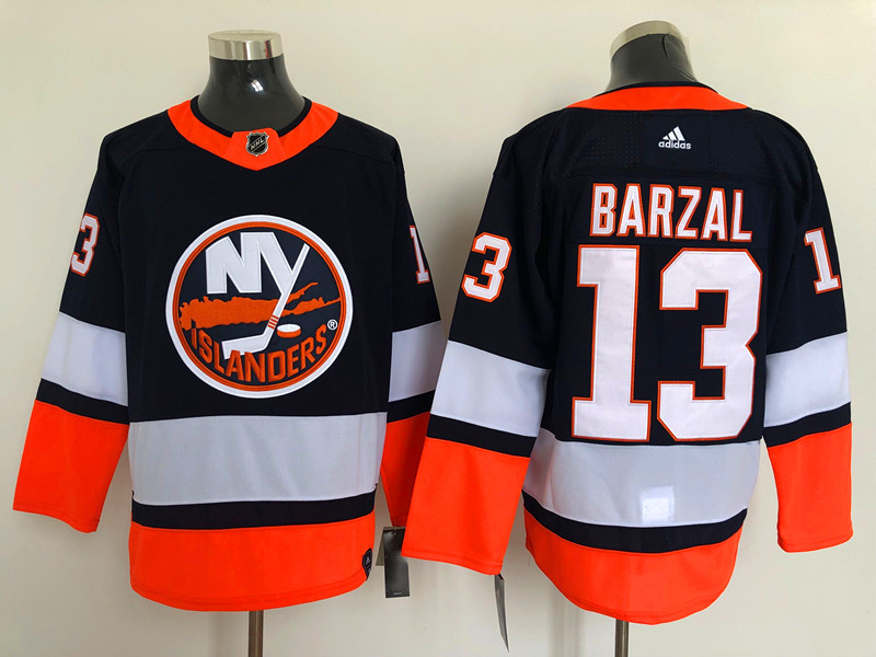 Men's New York Islanders #13 Mathew Barzal Navy Adidas 2021 NHL REVERSE RETRO JERSEYS Stitched