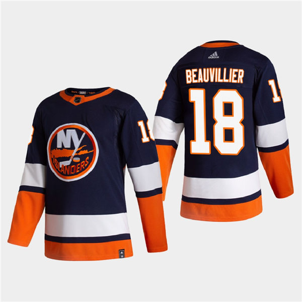 Men's New York Islanders #18 Anthony Beauvillier Navy Adidas 2021 NHL REVERSE RETRO JERSEYS Stitched