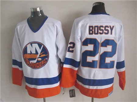 Men's New York Islanders #22 Mike Bossy White Throwback CCM Jersey Stitched