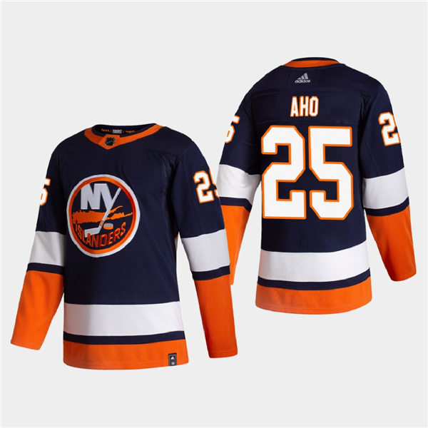 Men's New York Islanders #25 Sebastian Aho Navy Adidas 2021 NHL REVERSE RETRO JERSEYS Stitched
