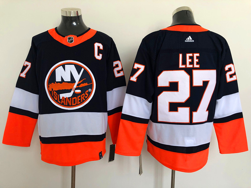 Men's New York Islanders #27 Anders Lee Navy Adidas 2021 NHL REVERSE RETRO JERSEYS Stitched