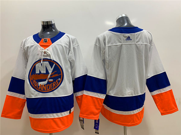 Men's New York Islanders Blank adidas Away White Team Jersey Stitched