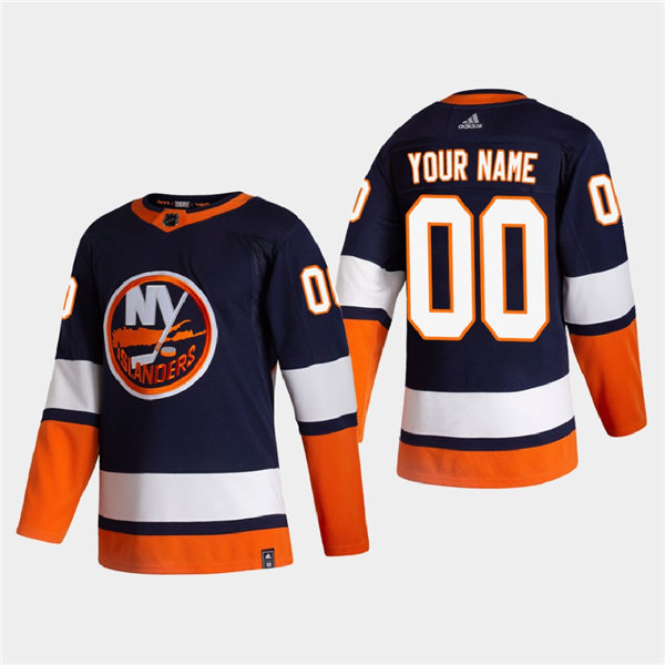 Men's New York Islanders Custom Navy Adidas 2021 NHL REVERSE RETRO JERSEYS Stitched