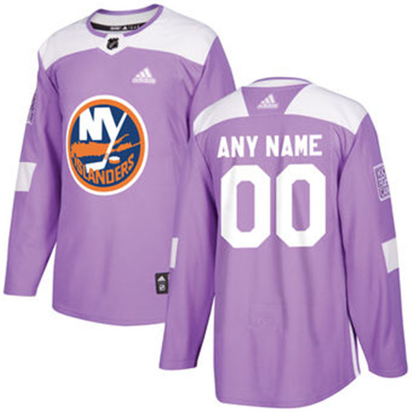 Men's New York Islanders adidas Purple Hockey Fights Cancer Custom Practice Jersey Stitched