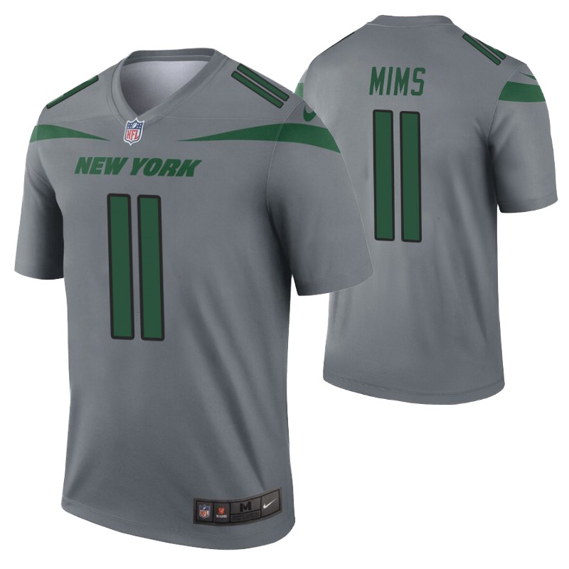 Men's New York Jets #11 Denzel Mims Nike Gray Inverted Legend Jersey
