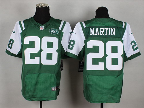 Men's New York Jets #28 Curtis Martin Green Nik Elite Jersey