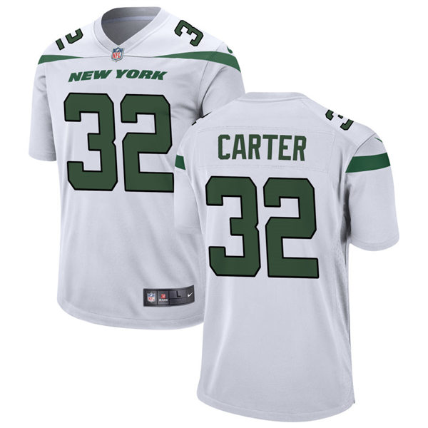 Men's New York Jets #32 Michael Carter Nike White Vapor Limited Jersey