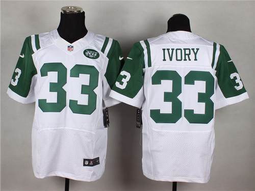 Men's New York Jets #33 Chris Ivory White Nik Elite Jersey