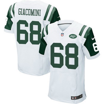 Men's New York Jets #68 Breno Giacomini White Road NFL Nike Elite Jersey