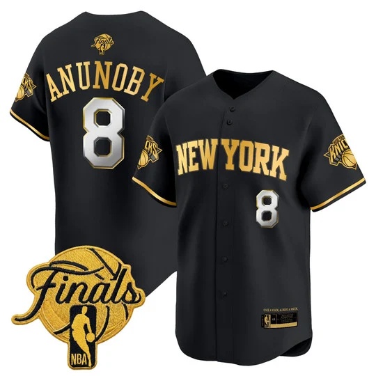 Men's New York Knicks 2026 Finals Vapor Baseball Jersey - All Stitched OG Anunoby  8