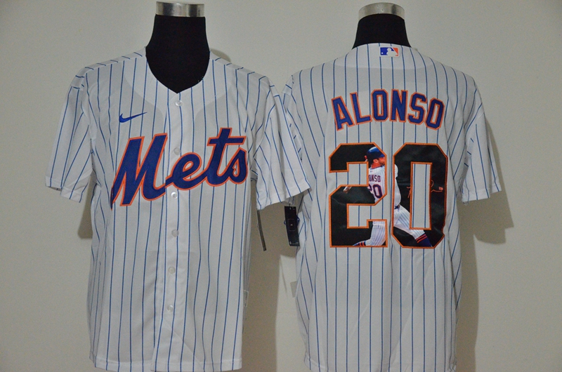 Men's New York Mets #20 Pete Alonso White Unforgettable Moment Stitched Fashion MLB Cool Base Nike Jersey的副本