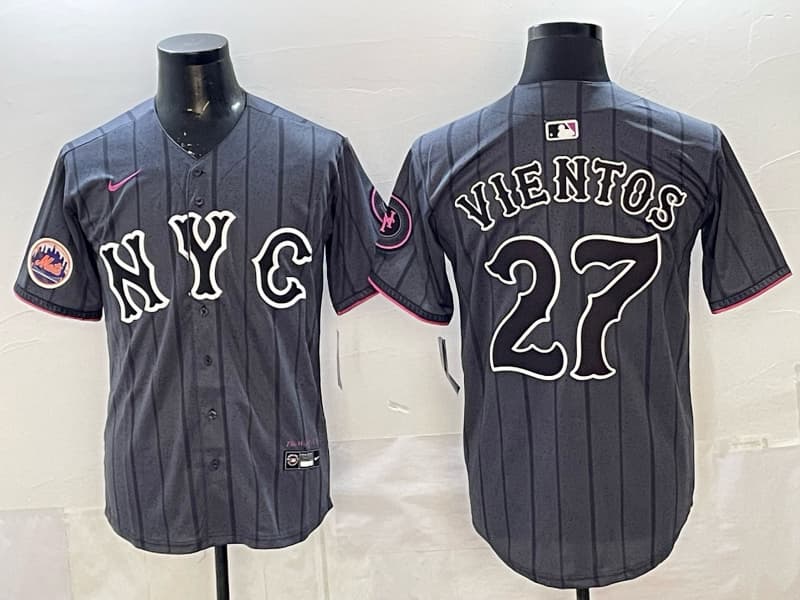 Men's New York Mets #27 Mark Vientos White Cool Base Stitched  Baseball   Jersey