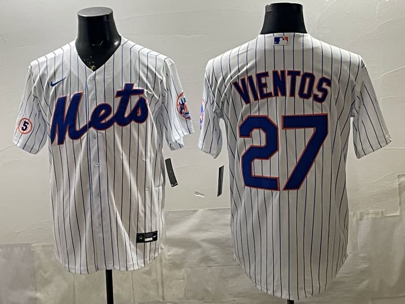 Men's New York Mets #27 Mark Vientos White Cool Base Stitched Baseball  Jersey