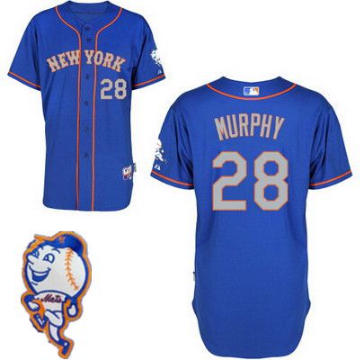 Men's New York Mets #28 Daniel Murphy Blue With Gray Jersey W_2015 Mr. Met Patch