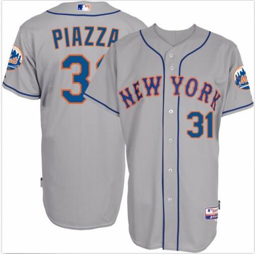 Men's New York Mets #31 Mike Piazza Authentic On-field Grey Road Cool Base Jersey