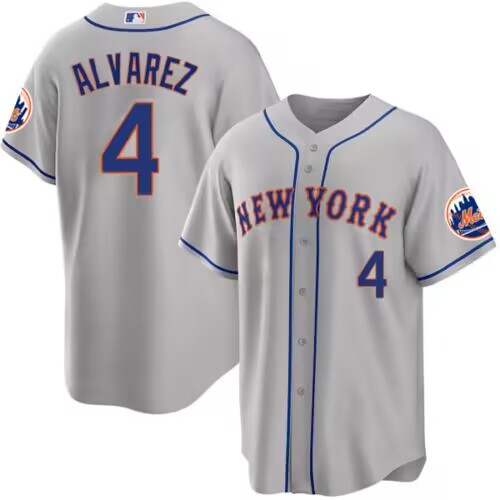 Men's New York Mets #4 Francisco ??lvarez Gray 2023 Cool Base Stitched Baseball Jersey