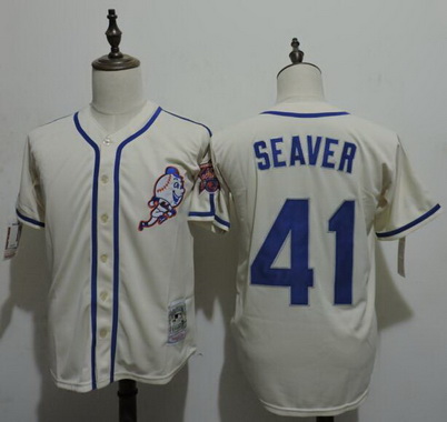Men's New York Mets #41 Tom SEAVER WORLD SERIES 1969 MLB COOPERSTOWN Throwback Vintage JERSEY