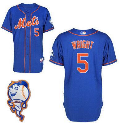 Men's New York Mets #5 David Wright Blue Jersey W_2015 Mr. Met Patch
