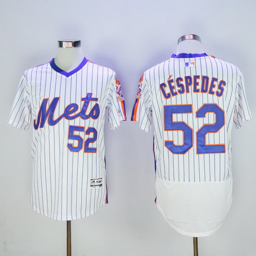 Men's New York Mets #52 Yoenis Ce?spedesWhite Pullover 2016 Flexbase Majestic Baseball Jersey