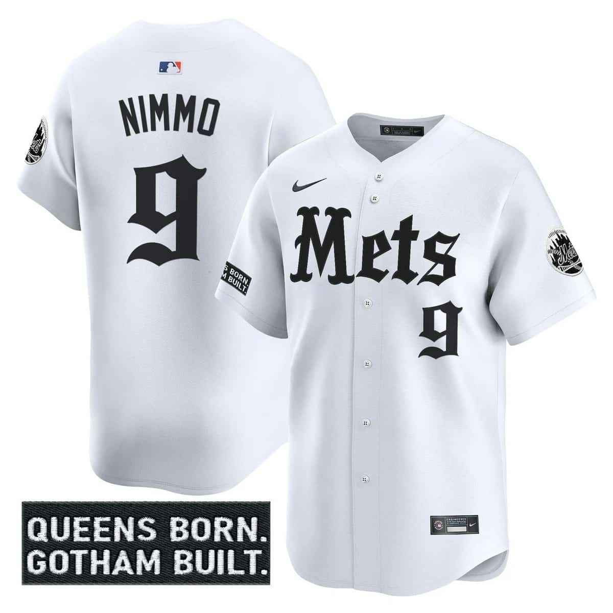 Men's New York Mets 'Gotham Gothic Edition' Vapor Premier Limited Jersey - All Stitched Brandon Nimmo  9