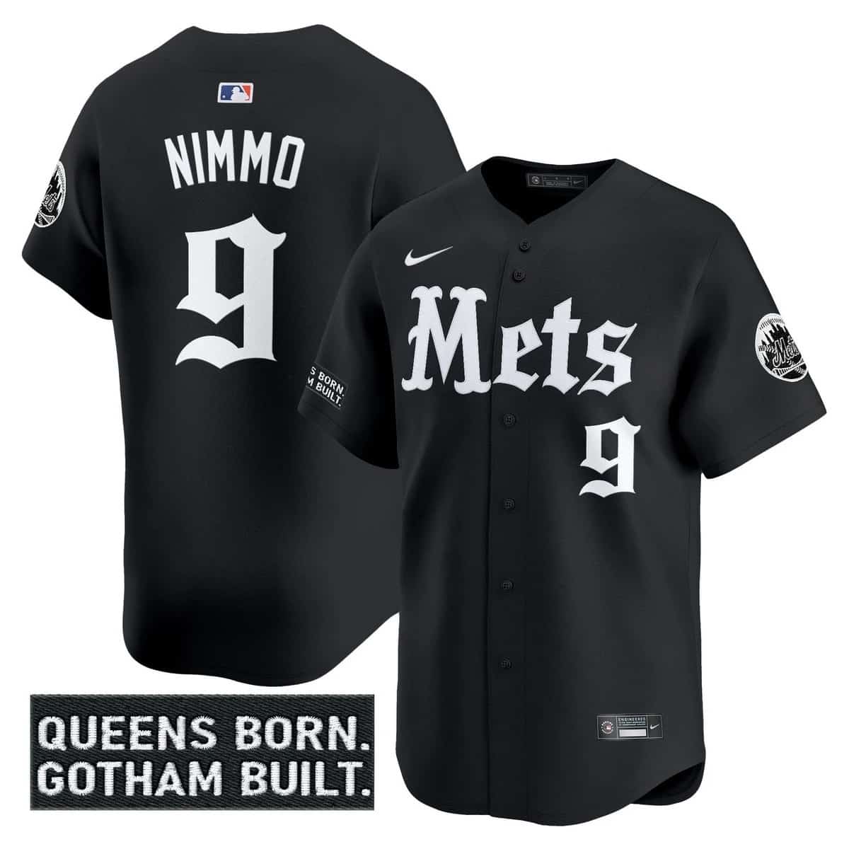Men's New York Mets 'Gotham Gothic Edition' Vapor Premier Limited Jersey - All Stitched Brandon Nimmo