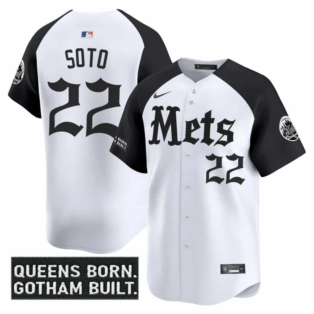 Men's New York Mets 'Gotham Gothic Edition' Vapor Premier Limited Jersey - All Stitched Juan Soto   22