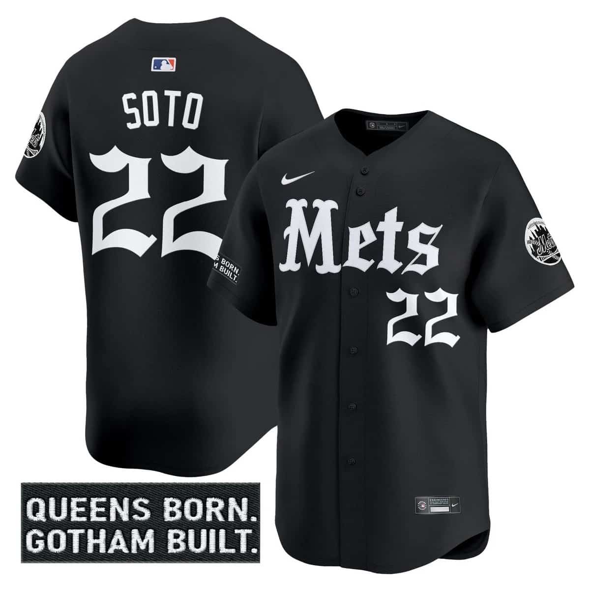 Men's New York Mets 'Gotham Gothic Edition' Vapor Premier Limited Jersey - All Stitched Juan Soto
