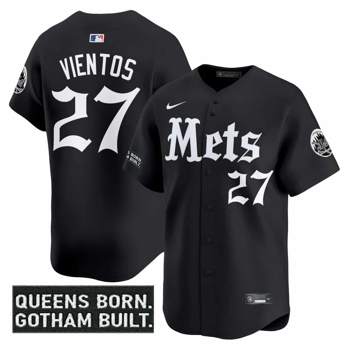 Men's New York Mets 'Gotham Gothic Edition' Vapor Premier Limited Jersey - All Stitched Mark Vientos