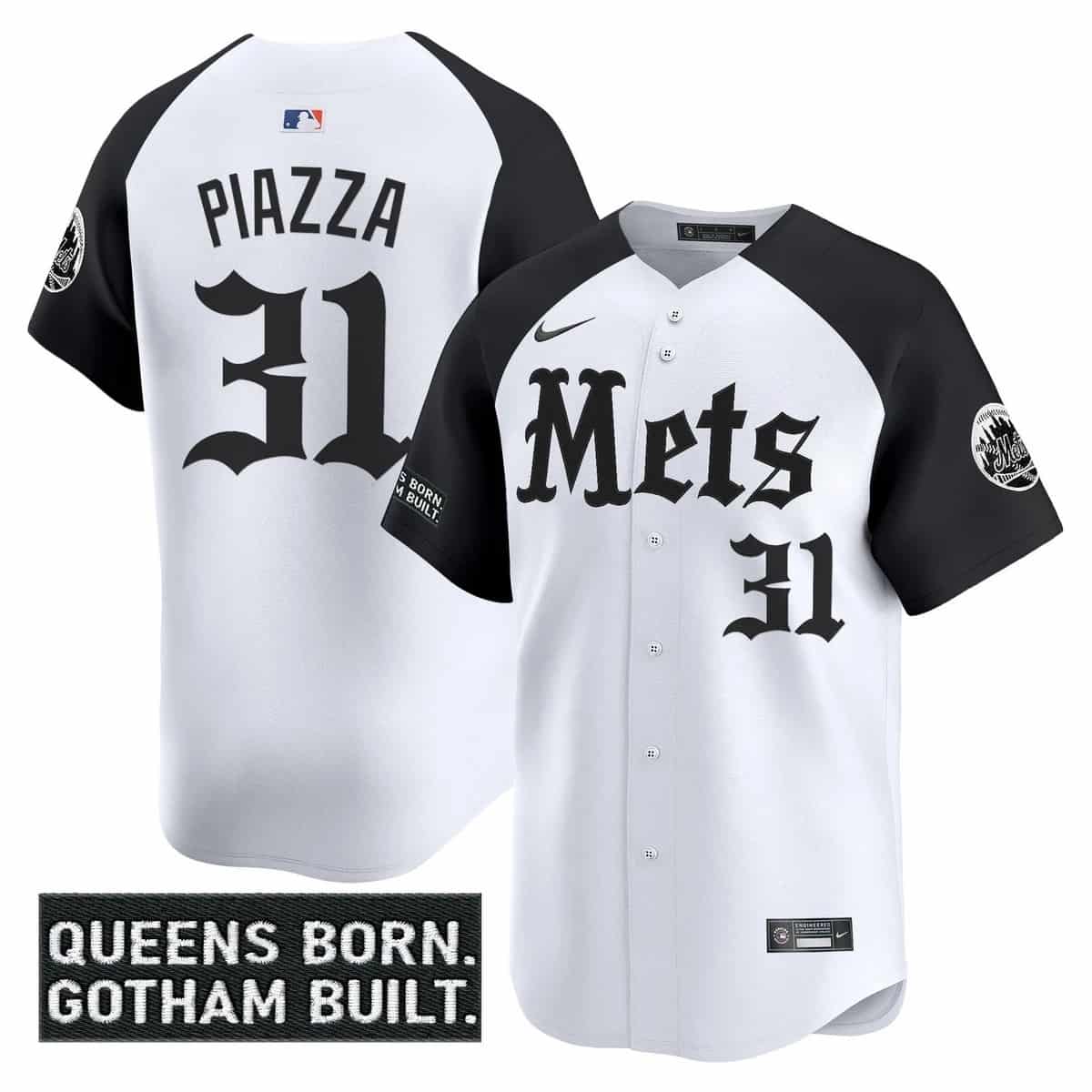 Men's New York Mets 'Gotham Gothic Edition' Vapor Premier Limited Jersey - All Stitched Mike Piazza   31