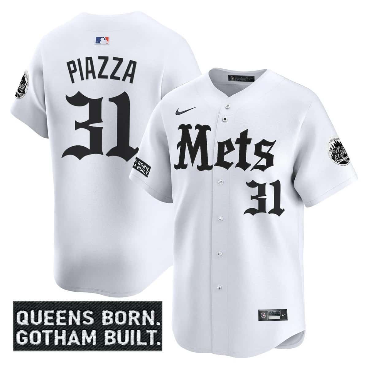 Men's New York Mets 'Gotham Gothic Edition' Vapor Premier Limited Jersey - All Stitched Mike Piazza 31