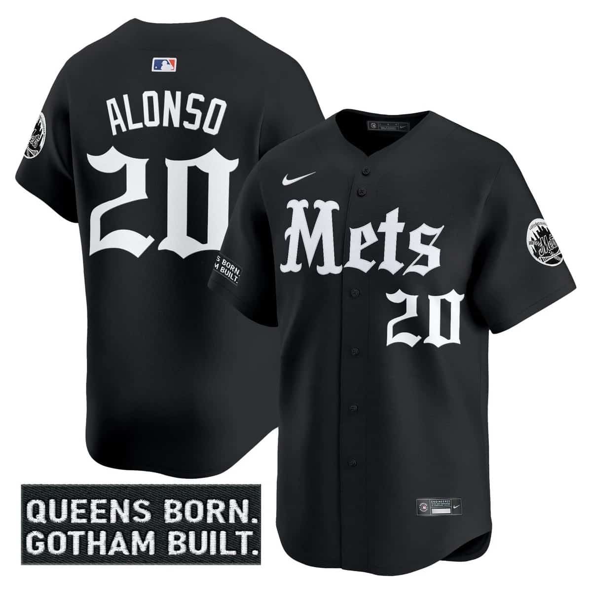 Men's New York Mets 'Gotham Gothic Edition' Vapor Premier Limited Jersey - All Stitched Pete Alonso