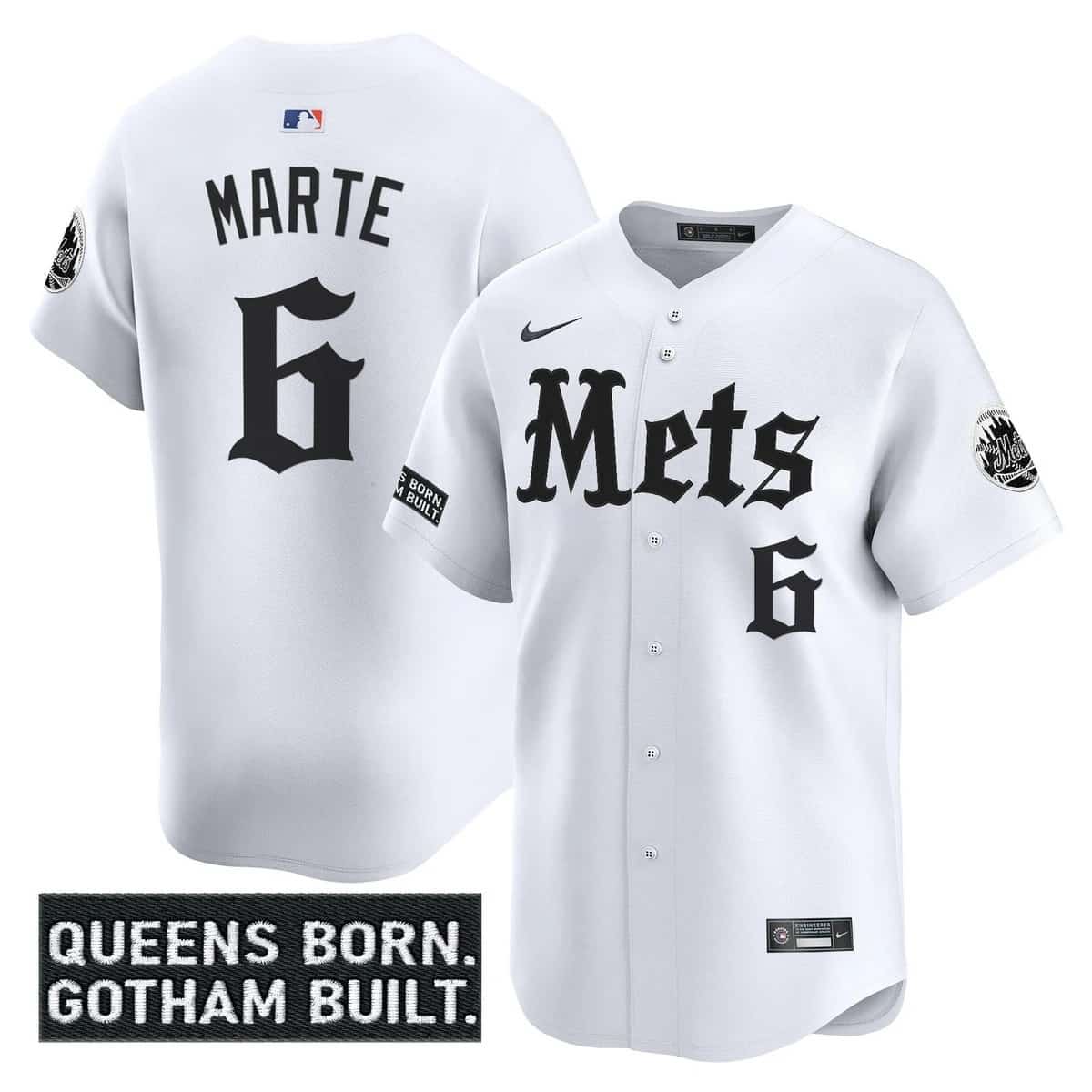 Men's New York Mets 'Gotham Gothic Edition' Vapor Premier Limited Jersey - All Stitched Starling Marte6