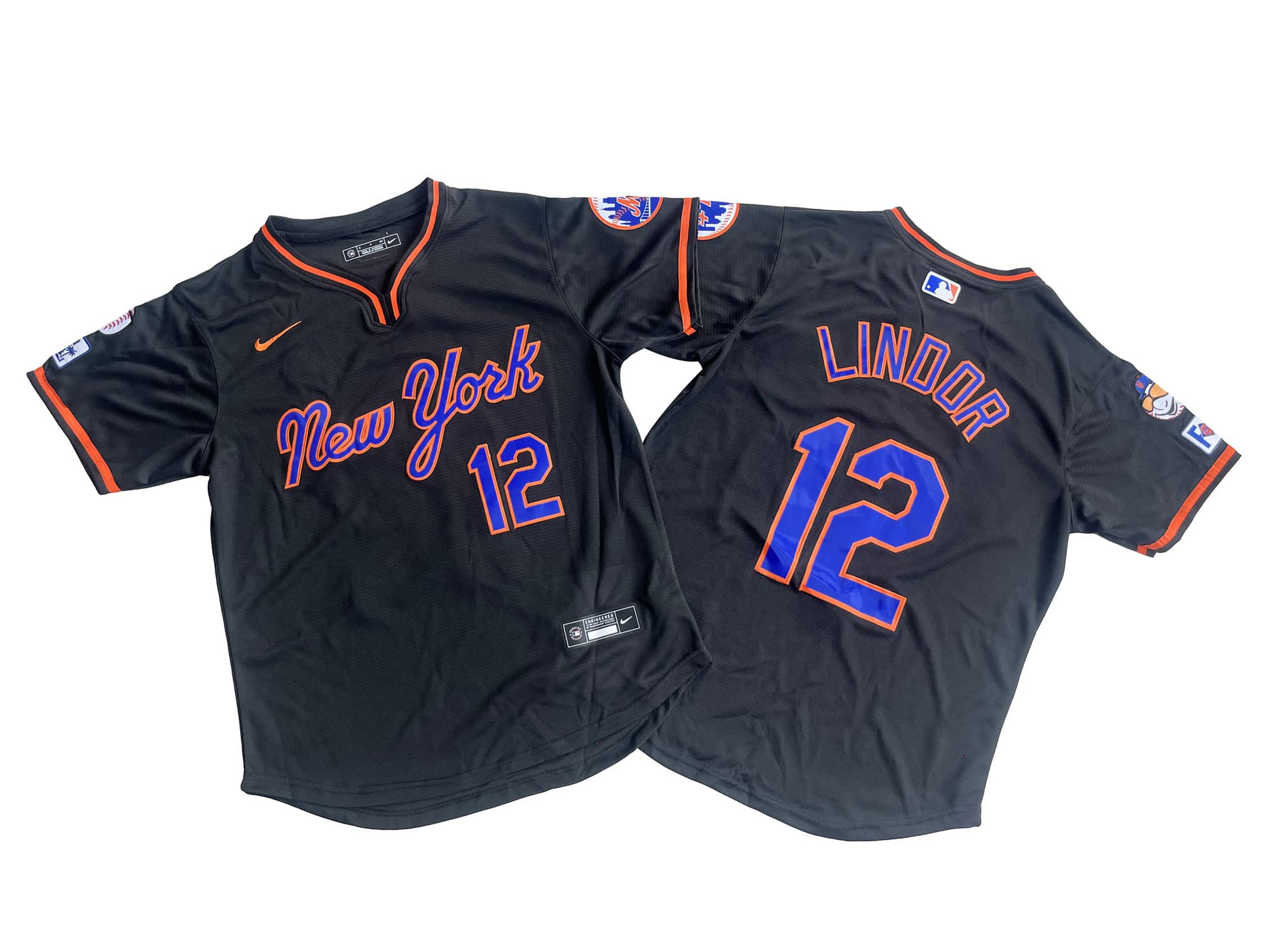 Men's New York Mets 12# Francisco Lindor Nike Black Limited Player Jersey