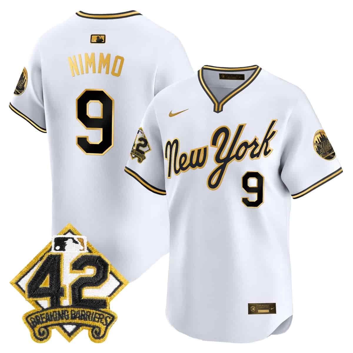 Men's New York Mets 2025 Jackie Robinson Patch Road Alternate Jersey – All Stitched Brandon Nimmo    9