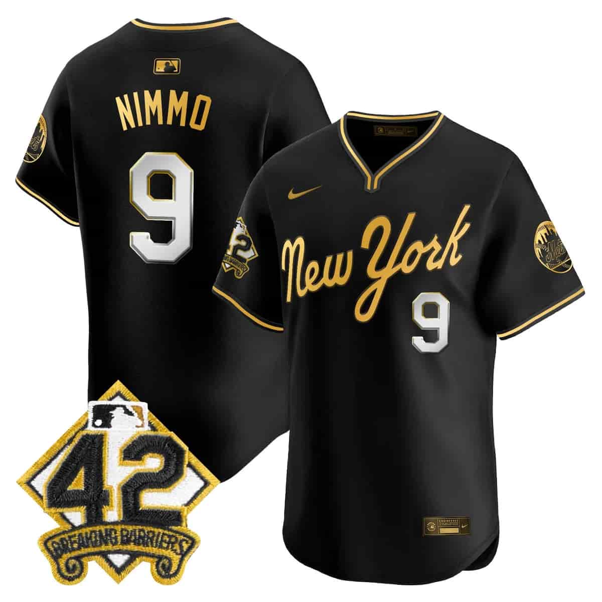 Men's New York Mets 2025 Jackie Robinson Patch Road Alternate Jersey – All Stitched Brandon Nimmo -9