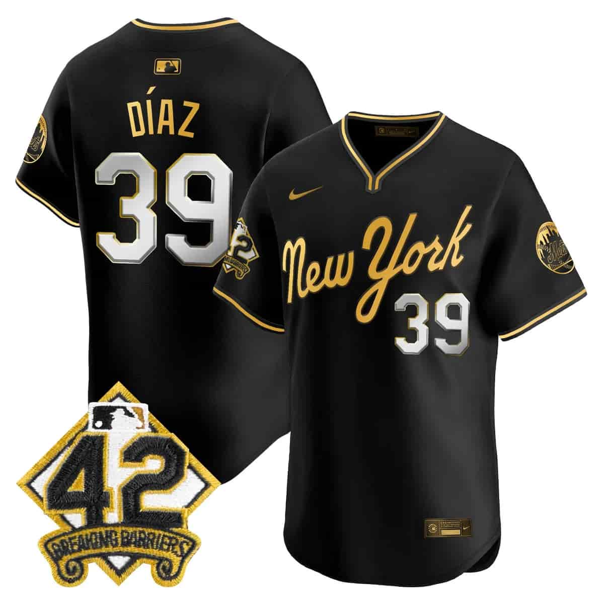 Men's New York Mets 2025 Jackie Robinson Patch Road Alternate Jersey – All Stitched Edwin Díaz-39