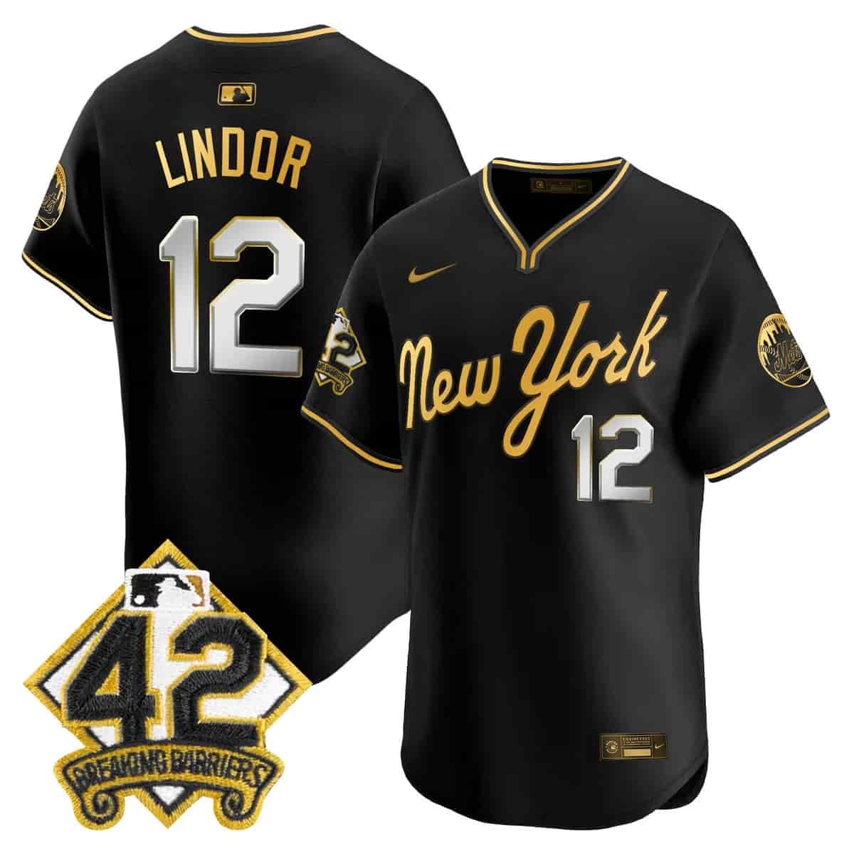 Men's New York Mets 2025 Jackie Robinson Patch Road Alternate Jersey – All Stitched Francisco Lindor-12