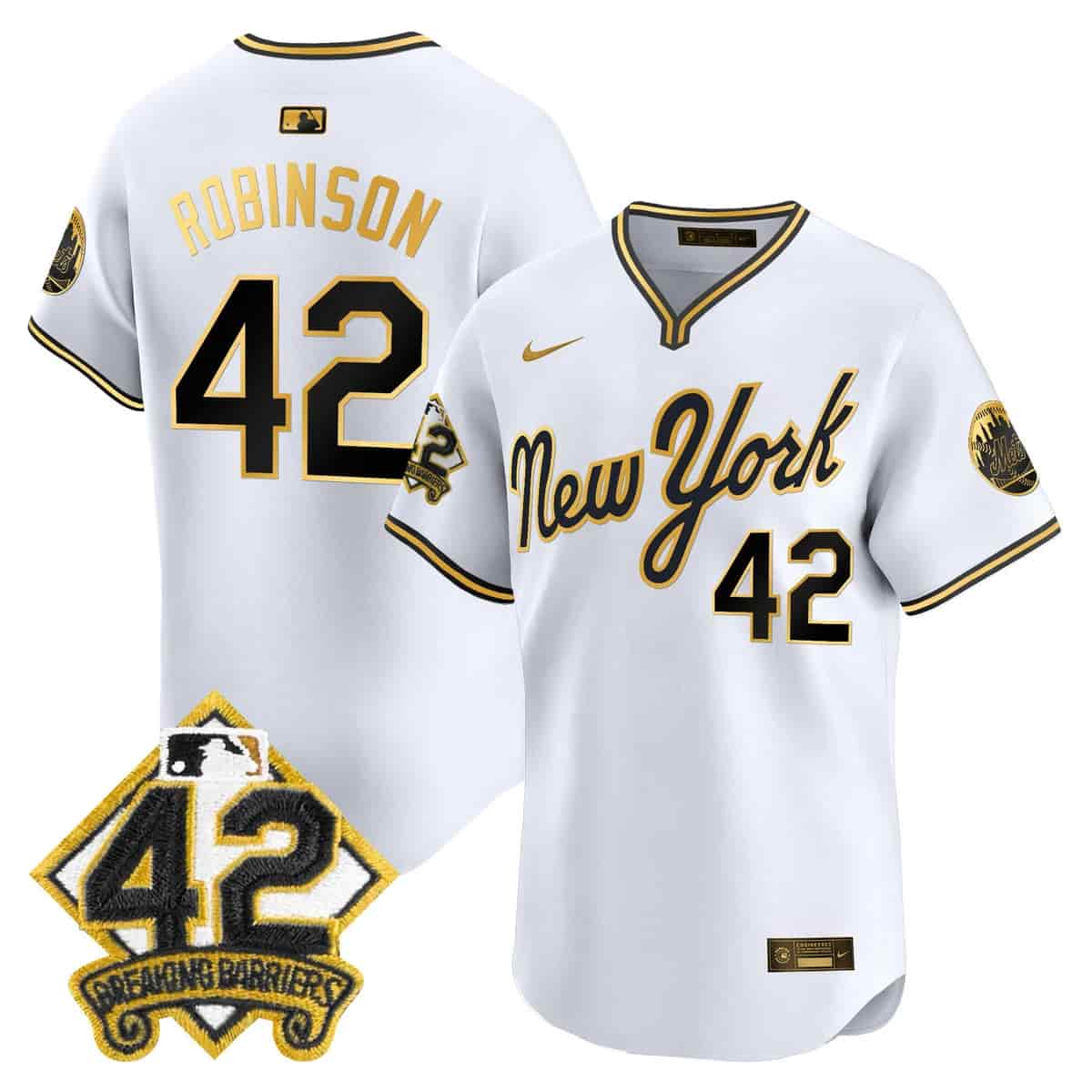 Men's New York Mets 2025 Jackie Robinson Patch Road Alternate Jersey – All Stitched Jackie Robinson     42