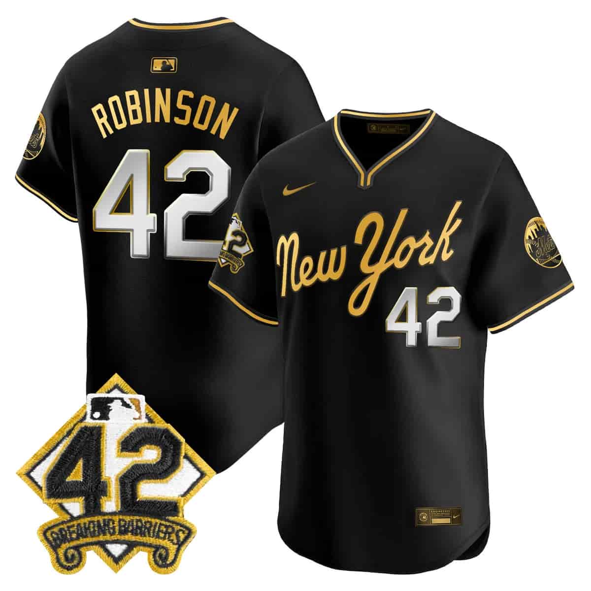 Men's New York Mets 2025 Jackie Robinson Patch Road Alternate Jersey – All Stitched Jackie Robinson -42