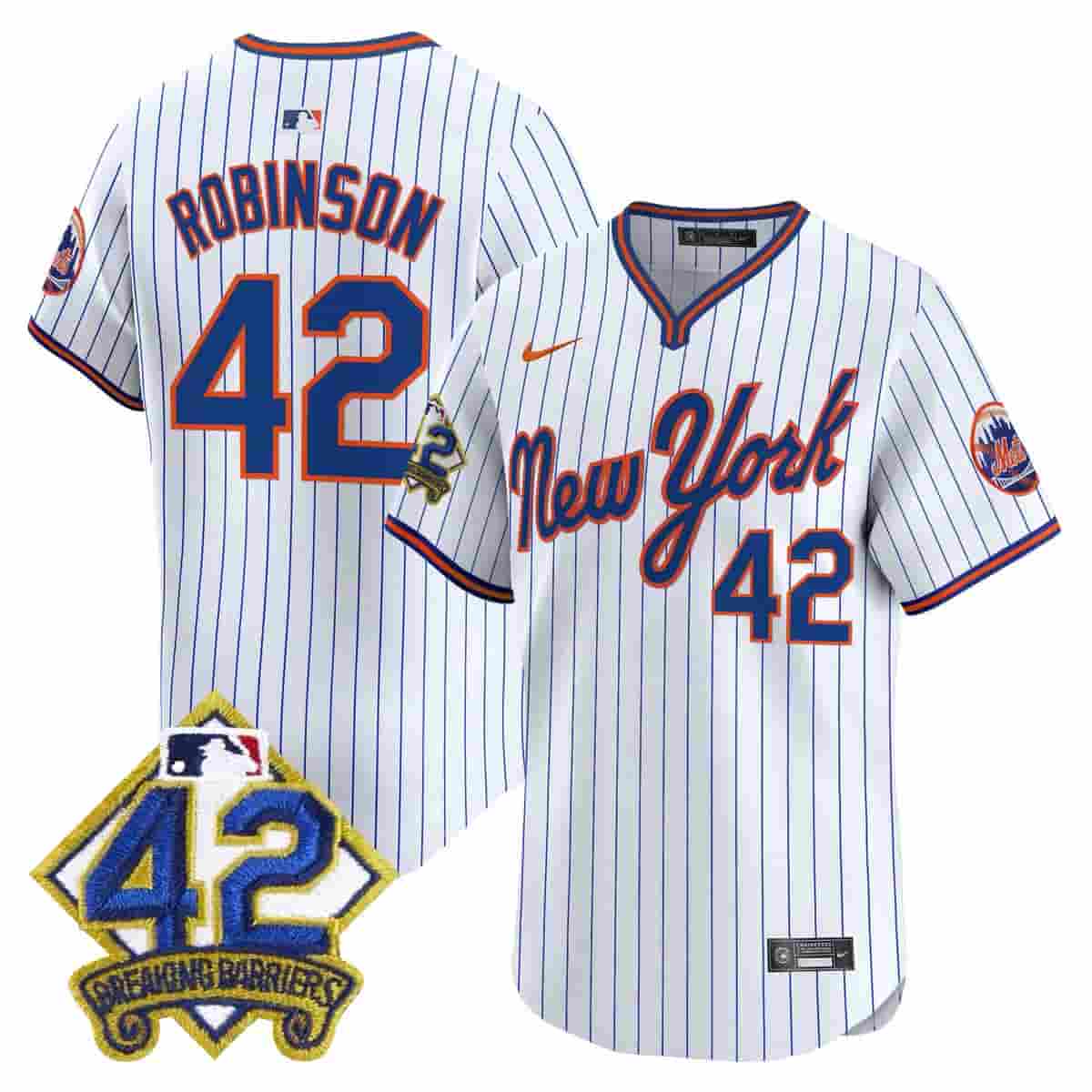 Men's New York Mets 2025 Jackie Robinson Patch Road Alternate Jersey – All Stitched Jackie Robinson