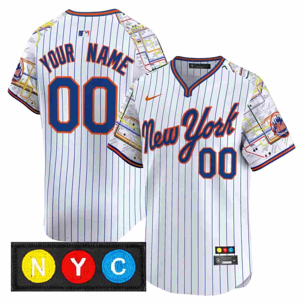 Men's New York Mets 2025 Jackie Robinson Patch Road Alternate Jersey – All Stitched custom Pinstripe