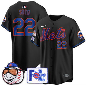 Men's New York Mets 2025 Spring Training Jersey - All Stitched Black  Juan Soto - 22