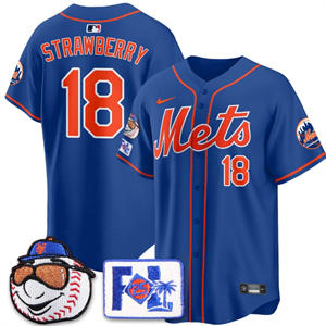 Men's New York Mets 2025 Spring Training Jersey - All Stitched Royal Darryl Strawberry - 18