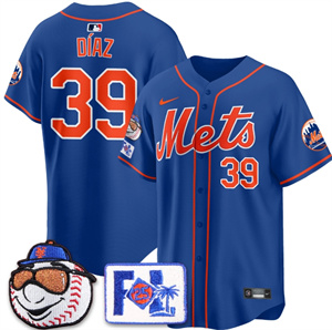 Men's New York Mets 2025 Spring Training Jersey - All Stitched Royal Edwin Díaz - 39