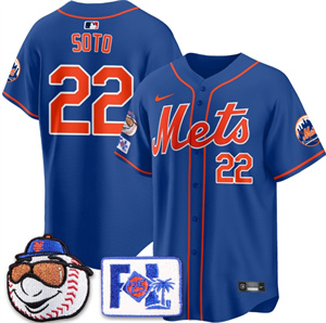 Men's New York Mets 2025 Spring Training Jersey - All Stitched Royal Juan Soto - 22