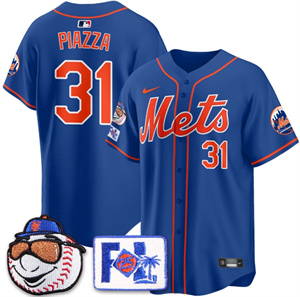 Men's New York Mets 2025 Spring Training Jersey - All Stitched Royal Mike Piazza - 31