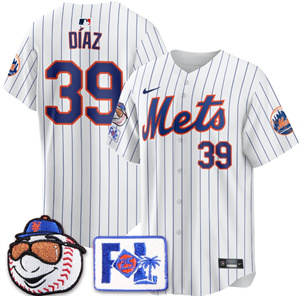 Men's New York Mets 2025 Spring Training Jersey - All Stitched White Edwin Díaz - 39