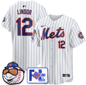 Men's New York Mets 2025 Spring Training Jersey - All Stitched White Francisco Lindor - 12