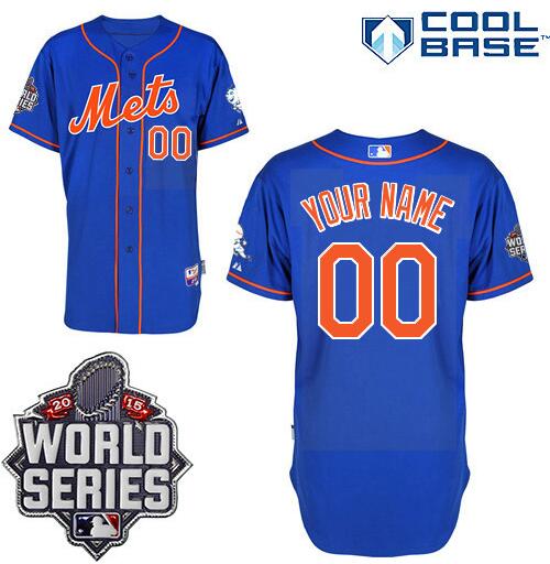 Men's New York Mets Authentic Custom Alternate Home Royal Blue MLB Jersey with 2015 World Series Patch